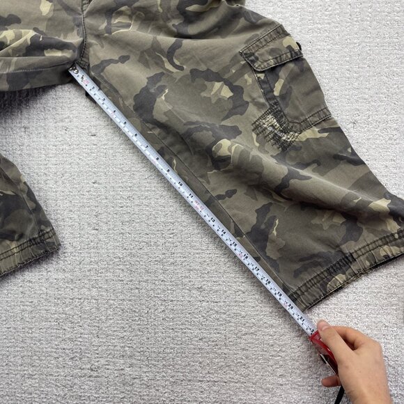 Y2K Point Zero Cargo Shorts Baggy Camo Military Green Tech Pants Men Skater Read - Picture 8 of 14